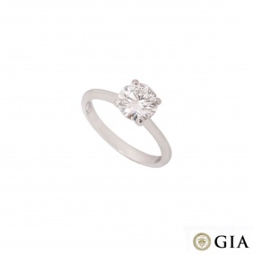 Platinum Round Brilliant Cut Diamond Ring 1.23ct F/SI1